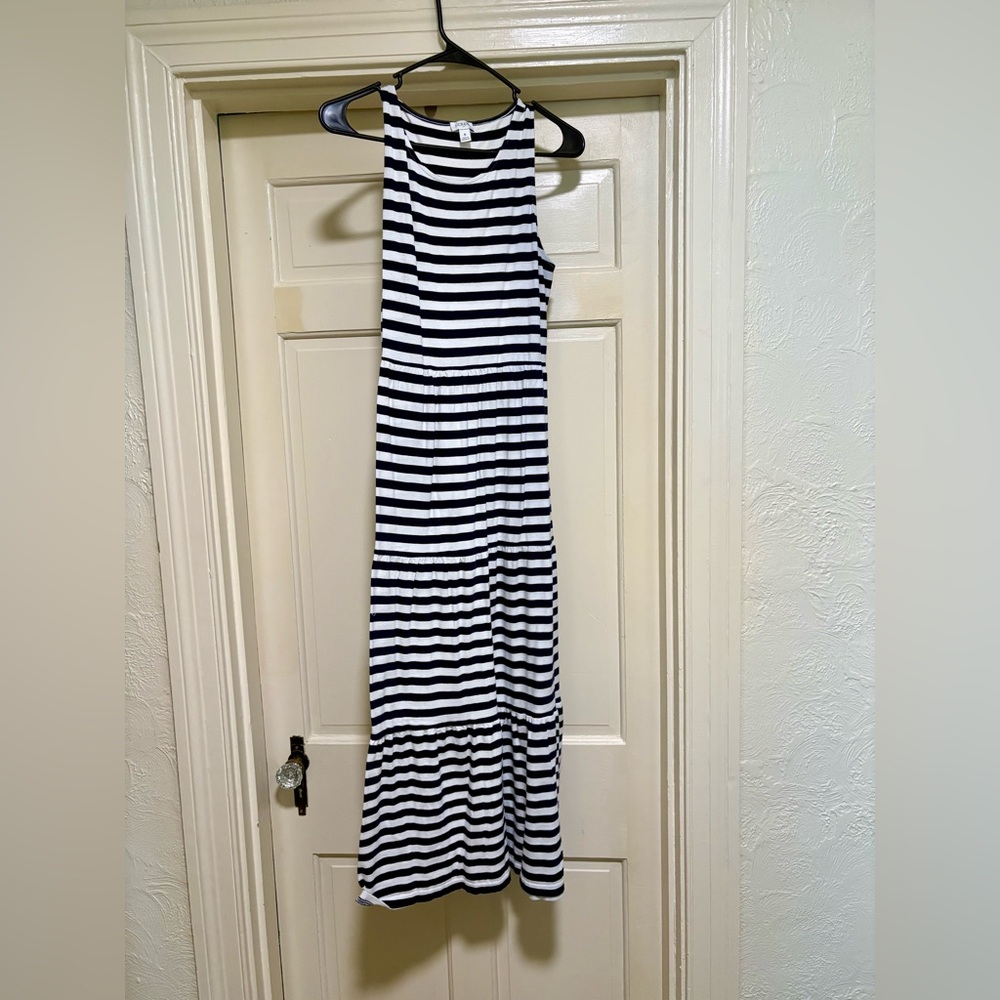 J. Crew Navy and White Striped Tank Dress